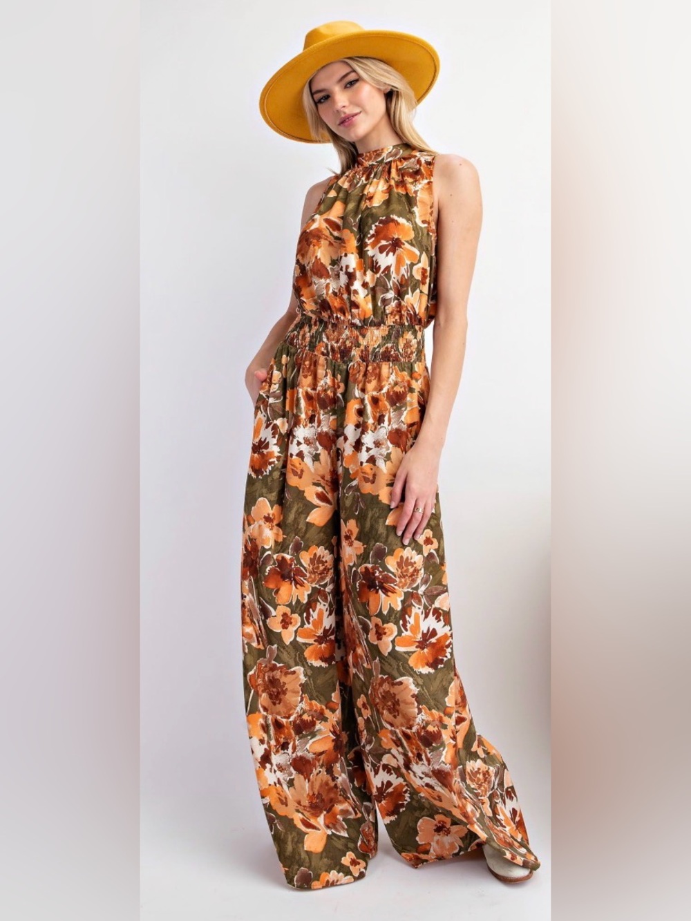 Easel Los Angeles Floral Wide Leg Jumpsuit NWT